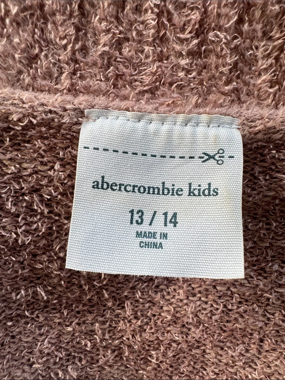 Abercrombie kids light brown fuzzy chenille button front cardigan sweater 13/14